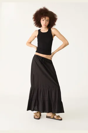 Stradivarius Gonna fluida midi con ricami XS