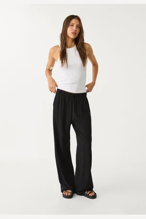 Stradivarius Pantaloni fluidi con lino XL