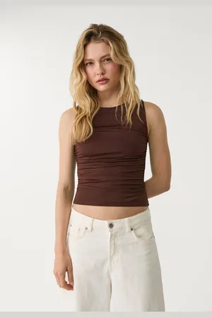 Stradivarius T-shirt in poliammide drappeggiata S