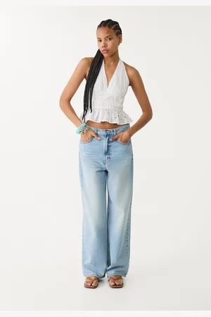 Stradivarius Top halter ricamato XS