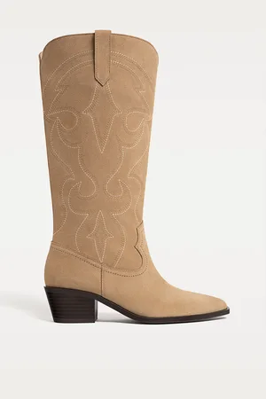 Stradivarius Stivali cowboy in pelle scamosciata 38