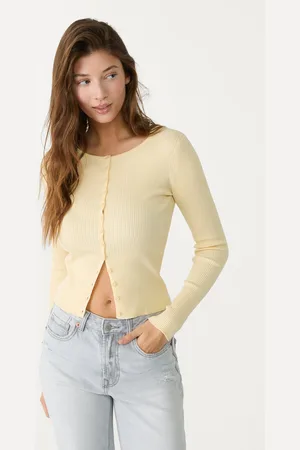Stradivarius Cardigan in maglia canneté con bottoni XS