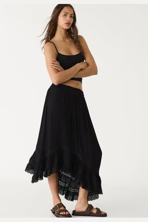 Stradivarius Gonna midi volant asimmetrica XS