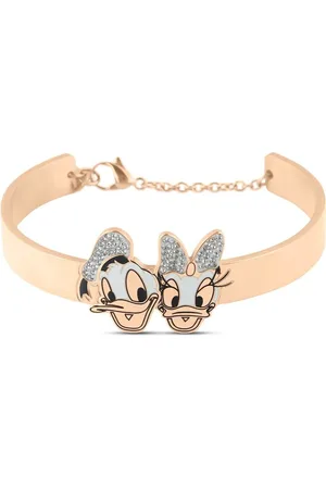 Stroili Oro Bracciale rigido in acciaio rosato con Paperino e Paperina e strass