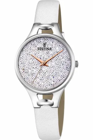 Festina Solo tempo con cassa in acciaio: cinturino in pelle e cristalli Swarovsky