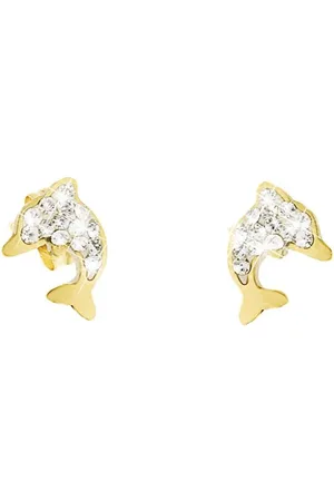 Stroili Oro Orecchini delfino in oro e cristalli