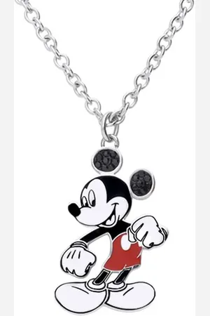 Stroili Oro Collana in acciaio con ciondolo Topolino e strass neri