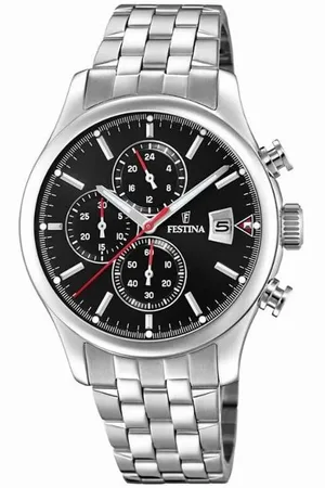 Festina Orologio cronografo in acciaio silver con quadrante nero