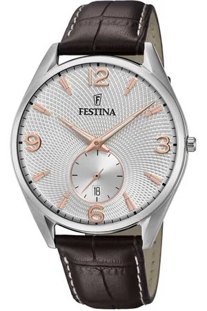 Festina Orologio solotempo con cinturino in pelle e cassa in acciaio silver