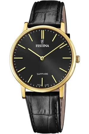 Festina Orologio solo tempo con cinturino in pelle e cassa in acciaio oro
