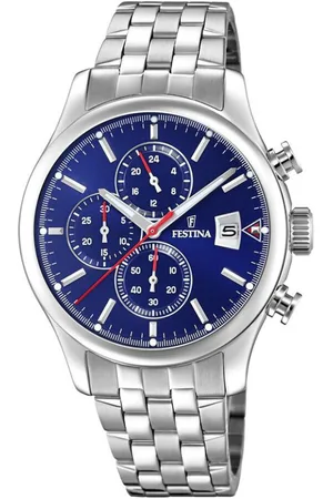 Festina Orologio cronografo in acciaio silver con quadrante blu