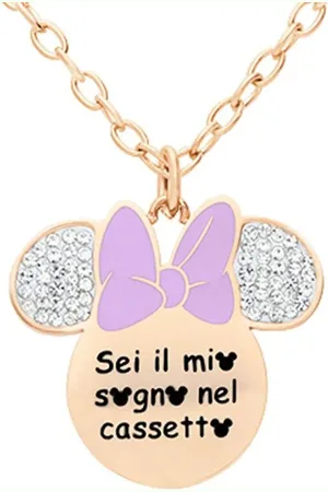 Stroili Oro Collana Lady Message Acciaio Rosato Disney e Cristalli