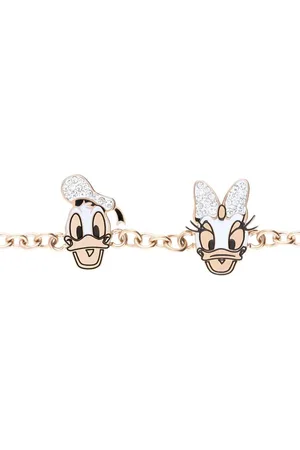 Stroili Oro Bracciale in acciaio rosato con Paperino e Paperina e strass