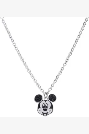 Stroili Oro Collana in acciaio con viso di Topolino e strass neri