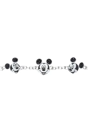 Stroili Oro Bracciale in acciaio con 3 ciondoli Topolino e strass neri