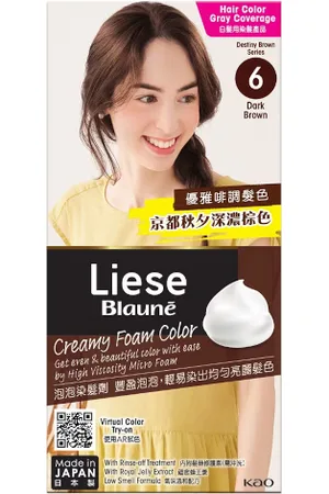 Kao Liese Blaune Creamy Foam Color - 1 Box - 6 - Dark Brown