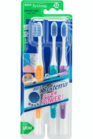 Lion Systema Super Soft Spiral Toothbrush - Random Colour - SS - 3pezzi