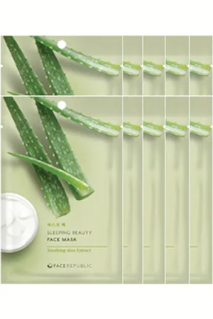 Face Republic Sleeping Beauty Face Mask - 23ml - Soothing Aloe Extract (10ea) Set