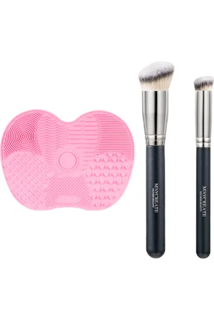 MissLady Silicone Makeup Brush Cleaner - 1pc (15.5cm X 11.5cm) - Pink X - Foundation & Concealer Brush Set - 2pcs/1 Set