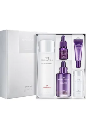 Missha Time Revolution 5X Bestseller Special Set (Essence 150ml, Ampoule 50ml; (Gift) Essence 30ml, Ampoule 10ml, Cream...
