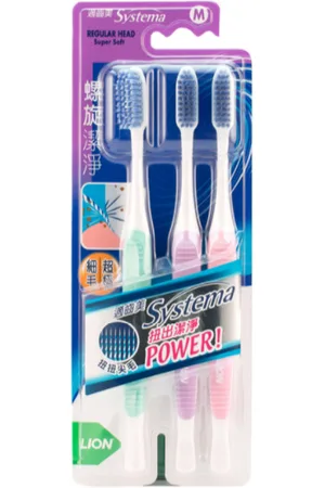 Lion Systema Super Soft Spiral Toothbrush - Random Colour - M - 3pezzi