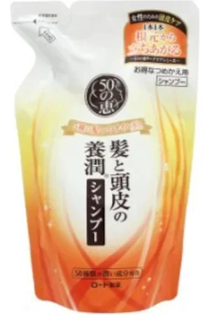 Rohto Mentholatum 50 Megumi Aging Hair Care Shampoo Refill - 330ml - White Orange