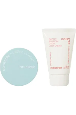 Innisfree No-Sebum Mineral Powder (New Version) - 5g (1ea) + Cherry Blossom Glow Jelly Cream - 50ml (1ea) Set