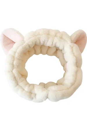 MsBlossom Face Wash Cat Ribbon Headband - 1pezzo - White