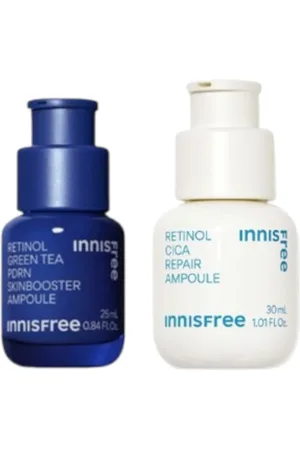 Innisfree Retinol Green Tea PDRN Skin Booster Ampoule - 25ml (1ea) X Retinol Cica Repair Ampoule - 30ml (1ea)