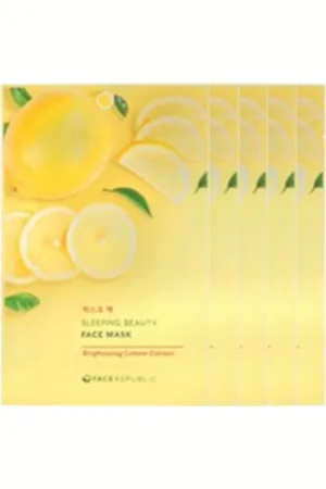 Face Republic Sleeping Beauty Face Mask - 23ml - Brightening Lemon Extract (5ea) Set