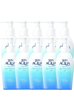 Rohto Mentholatum Skin Aqua Sunscreen Super Moisture Gel Pump SPF50+ PA++++ - 140g - White (10ea) Set