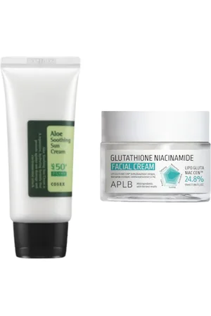 All-in-one Sets COSRX - Aloe Soothing Sun Cream SPF50+ PA+++ - 50ml + APLB - Glutathione Niacinamide Facial Cream - 55ml Set