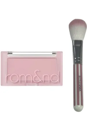 All-in-one Sets Romand - Better Than Cheek Mutural Nude Series - 4g - N02 Vine Nude (1ea) + MissLady - Cheek Brush - Pink and White (1ea)Set