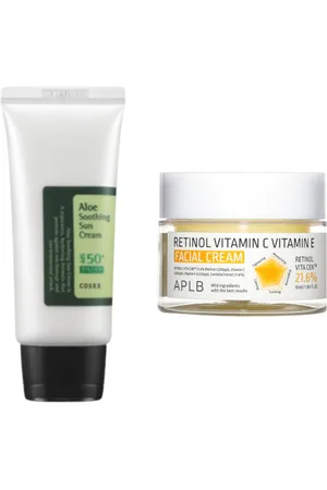 All-in-one Sets COSRX - Aloe Soothing Sun Cream SPF50+ PA+++ - 50ml + APLB - Retinol Vitamin C Vitamin E Facial Cream - 55ml Set