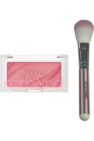 All-in-one Sets Romand - Better Than Cheek - 4g - S02 Lychee Chip (1ea) + MissLady - Cheek Brush - Pink and White (1ea)Set