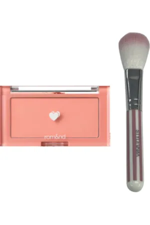 All-in-one Sets Romand - Better Than Cheek (2022 New Version) - 4g - C01 Peach Chip (1ea) + MissLady - Cheek Brush - Pink and White (1ea)Set