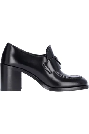 Prada Mocassini Con Tacco In Pelle