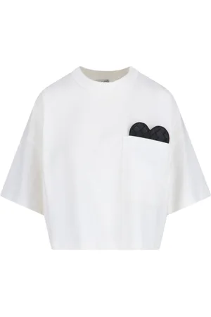 Bottega Veneta T-Shirt Crop Con Cuore In Pelle
