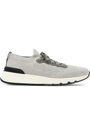 Brunello Cucinelli Runners in maglia di cotone e vitello semilucido