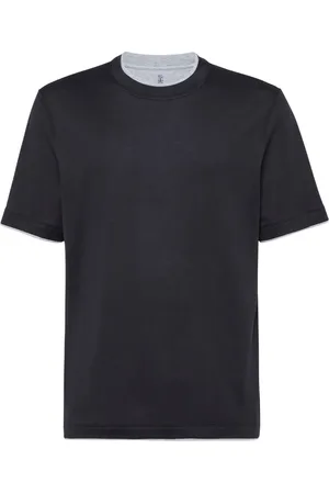 Brunello Cucinelli T-shirt in jersey con bordi a contrasto