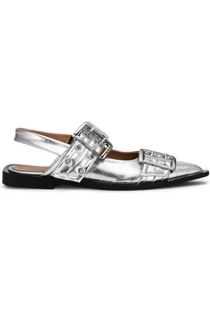 Ganni BALLERINE CON FIBBIA FEMMINILE METALLIZZATA ARGENTO