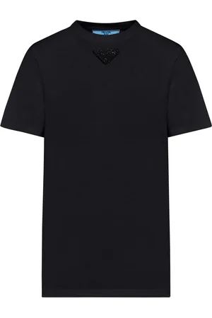 Prada T-SHIRT IN JERSEY CON TRIANGOLO RICAMATO