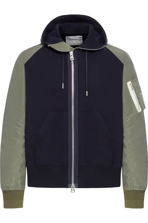 SACAI FELPA CON CAPPUCCIO E INSERTI IN NYLON