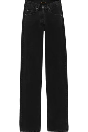 Saint Laurent JEANS LARGHI CON VITA A V IN DENIM MIDNIGHT BLACK