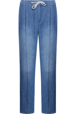 Brunello Cucinelli JEANS CON PINCES IN COTONE E LINO