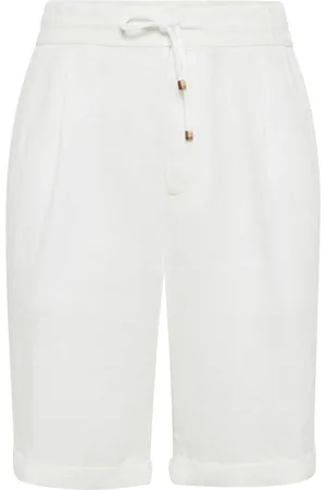 Brunello Cucinelli BERMUDA IN GABARDINA DI LINO TINTO CAPO CON COULISSE E PINCE