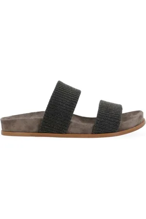 Brunello Cucinelli SANDALO SLIDE IN SUEDE CON MONILE