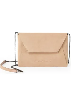 Brunello Cucinelli POCHETTE BC DUO IN CAMOSCIO CON PRECIUS CAIN