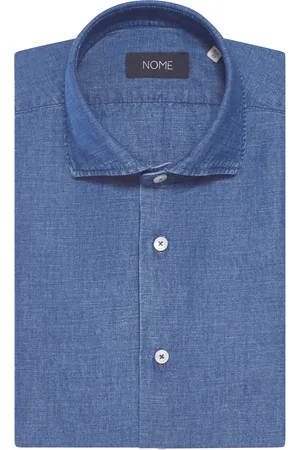 Nome X Xacus CAMICIA IN COTONE E LINO EFFETTO DENIM