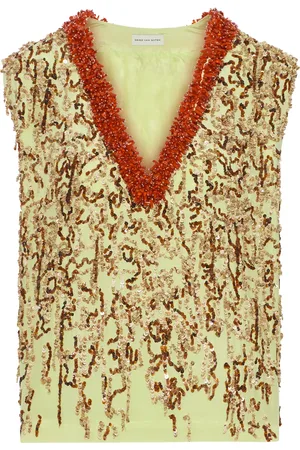 DRIES VAN NOTEN BLUSA IN SETA CON PERLINE